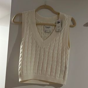 White Abercrombie vest sweater